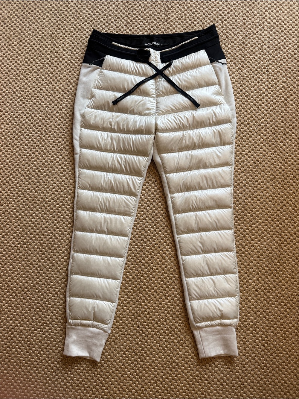 Holden Kids Quilted White Joggers with Black Waistband